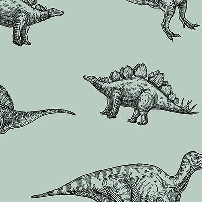 dinosaurs on mint green
