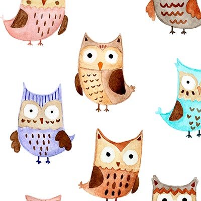 Watercolor abstract owls