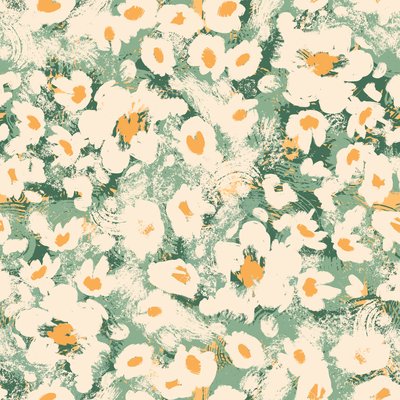 Abstract Daisies on Green