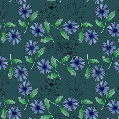 Cornflowers on green