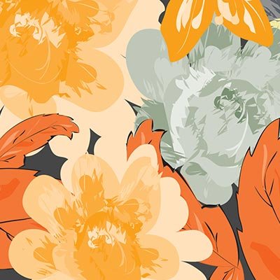 Abstract flowers and brown leaves