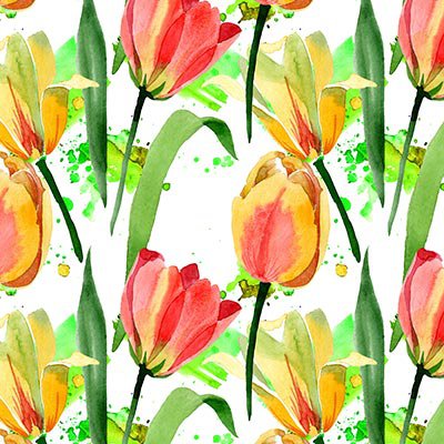 Watercolor tulips and splatters