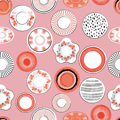 White and Orange Porcelain Dishes on Pink