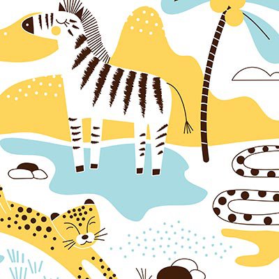 Zebra, leopard and snake in savannah park