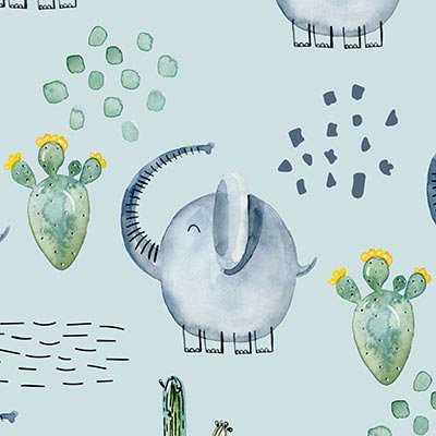 Elephant and cactus pattern