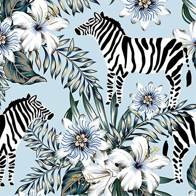Zebras and flowers
