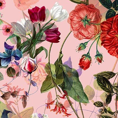 Layered flowers on pink