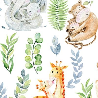 Lamas, elephants, giraffes and monkeys