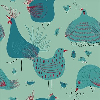 Blue chickens and chicks