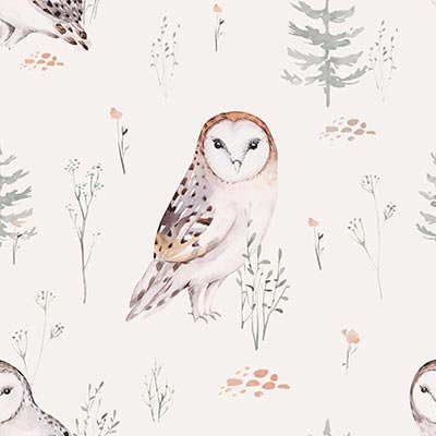 Watercolor owl in woods