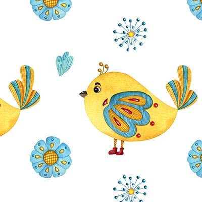 Abstract bird and flowers