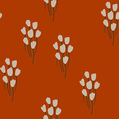 Painted white tulips on orange