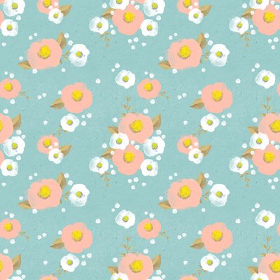 Delicate watercolor flowers on blue