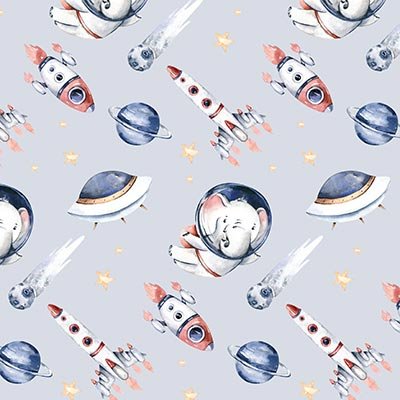 Elephant astronaut, spaceships and planets