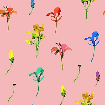 Watercolor flowers and buds