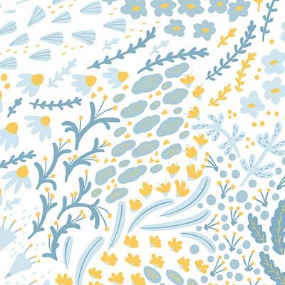 Abstract blue and yellow plants