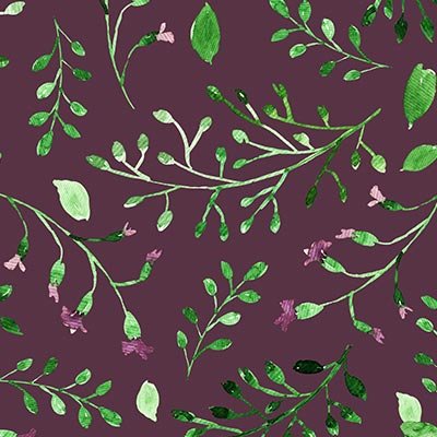 Watercolor meadow flowers, vines and leaves