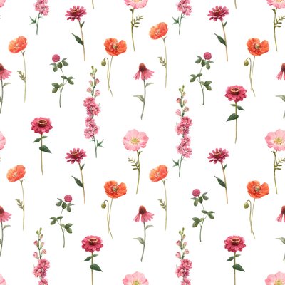 Summer Wildflower Watercolor Seamless Pattern