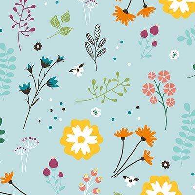 Colorful abstract flowers and branches