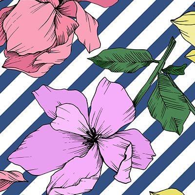 Flowers on blue lines