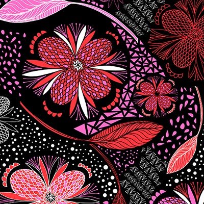 Abstract flowers on black