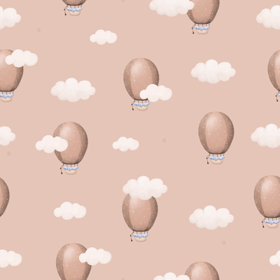 Balloons, clouds on a beige background