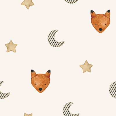 Fox, stars, moon