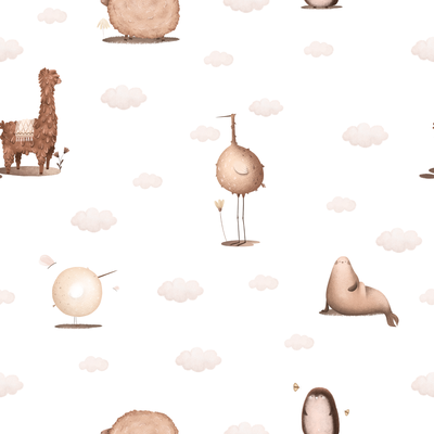 Brown animals and clouds