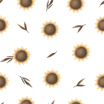 Sunflowers and brown leaves