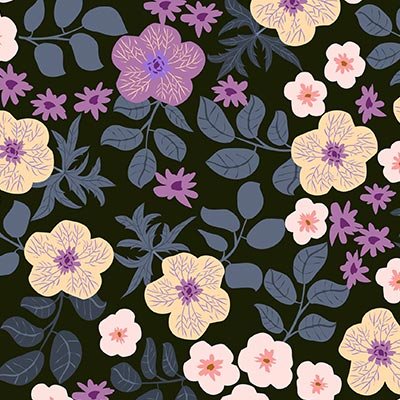 Abstract buttercups on black