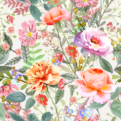 Pastel Painted Meadow Flowers