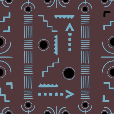 Ethnic blue pattern on brown