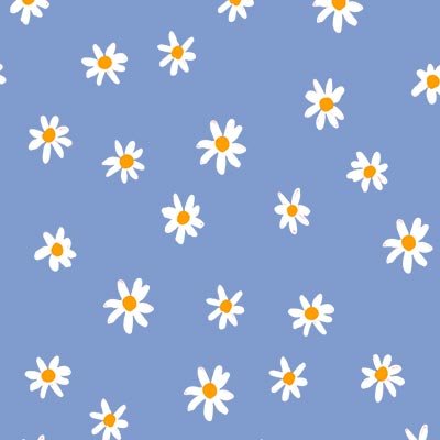 Drawn daisies on blue