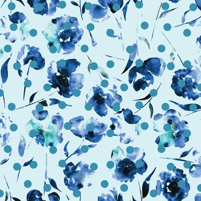 Blue poppies and polka dots