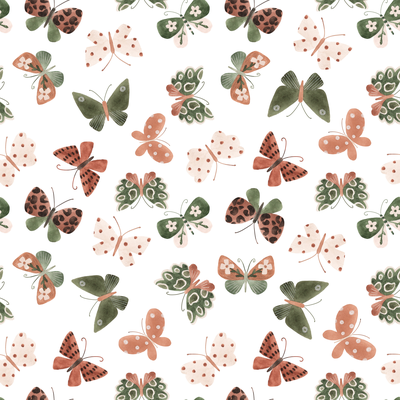 Brown, Green, Cream Butterflies