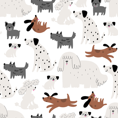 Bulldog, Pug, Dalmatian, Terrier