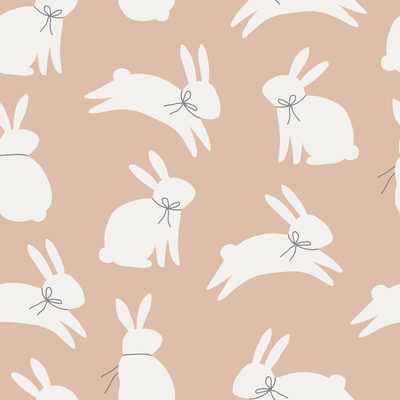 White rabbits on a beige background