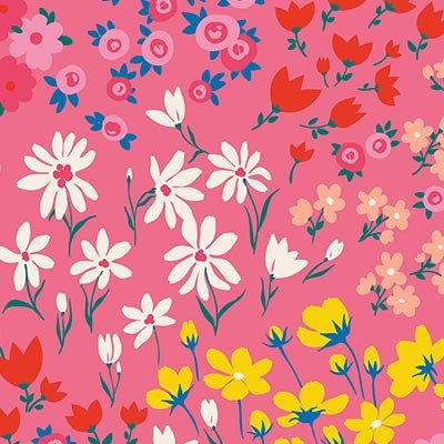 Hand painted flowers on pink