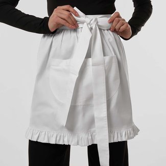 All-Over Print Half Apron With Ruffles - Cotton Twill
