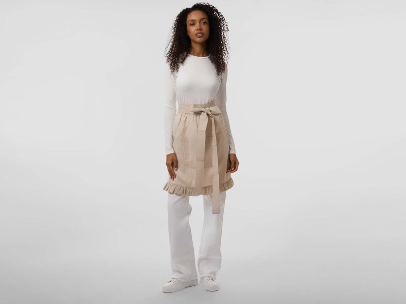 All-Over Print Half Apron With Ruffles - Pure Linen image 1