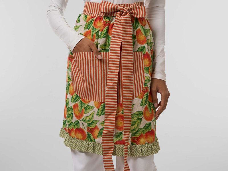 All-Over Print Half Apron With Ruffles - Pure Linen image 4
