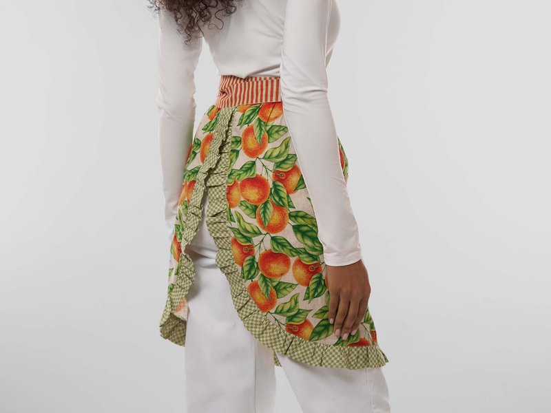 All-Over Print Half Apron With Ruffles - Pure Linen image 5
