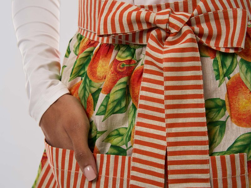 All-Over Print Half Apron With Ruffles - Pure Linen image 6