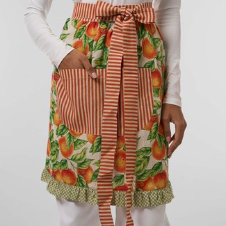 All-Over Print Half Apron With Ruffles - Pure Linen hover