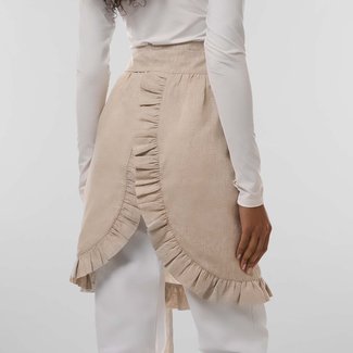 All-Over Print Half Apron With Ruffles - Pure Linen