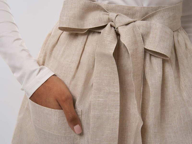 All-Over Print Vintage Half Apron - Pure Linen image 2