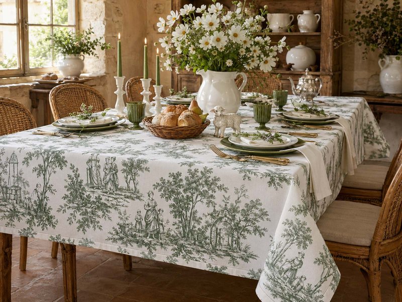 Custom Printed Classic Cotton Tablecloth image 1