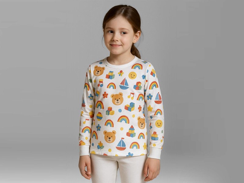 Custom Cotton Kids Pajama Top – All-Over Print image 1