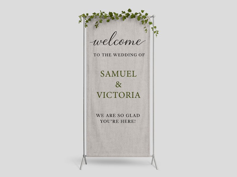 Personalized Linen Wedding Banner main image