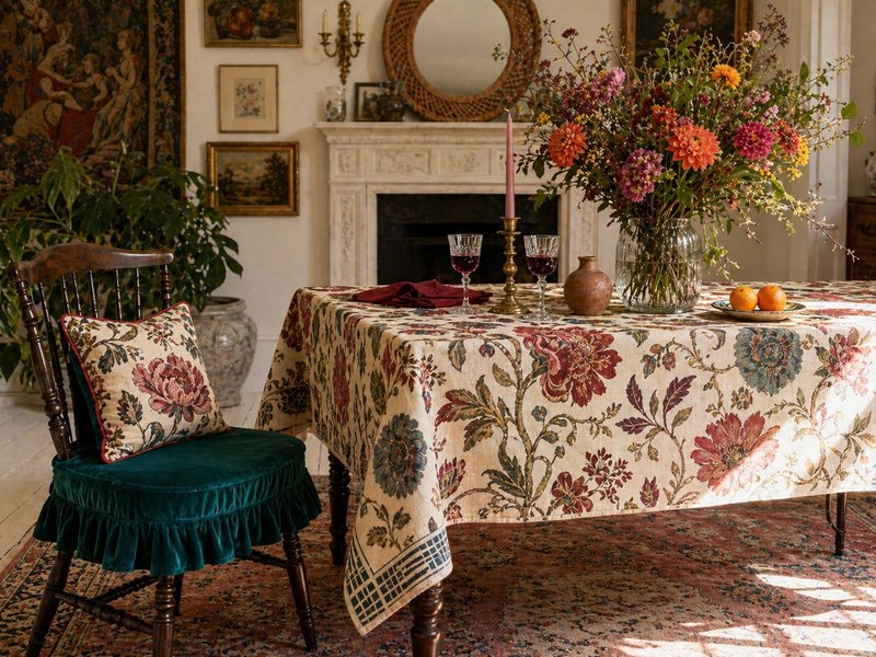 Custom Printed Pure Linen Tablecloth image 1